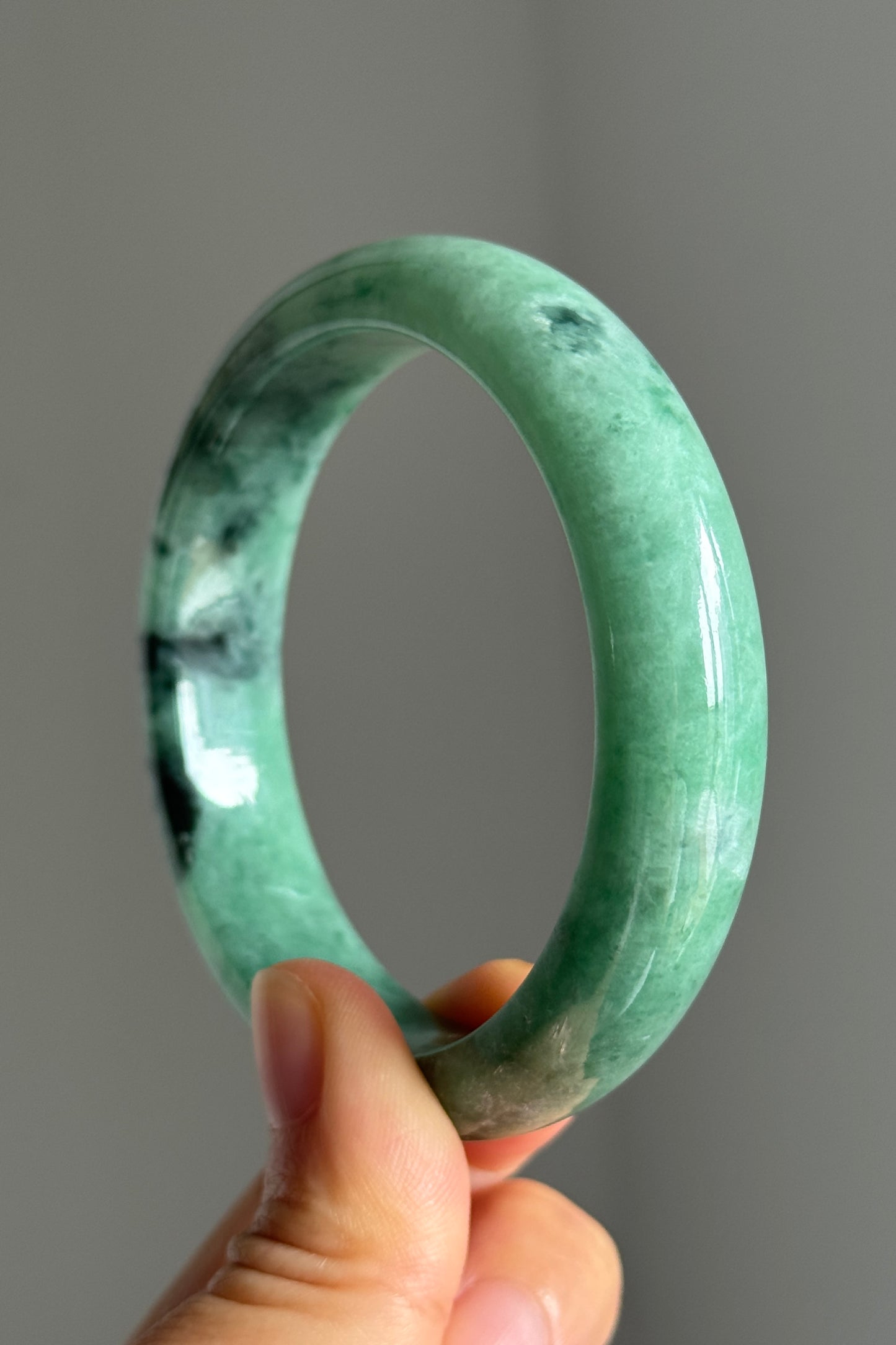 #0379 Rich Green Ink Jade Bangle Size 56.8
