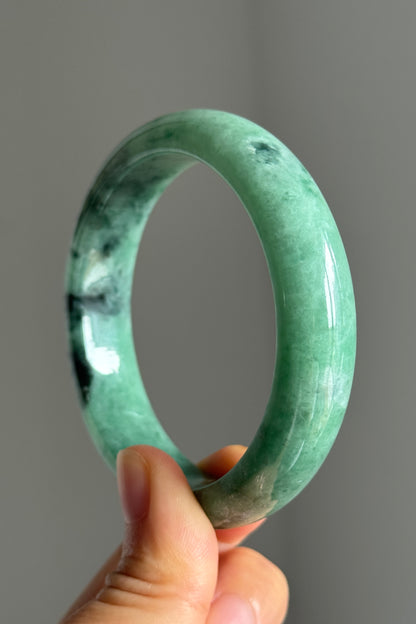 #0379 Rich Green Ink Jade Bangle Size 56.8