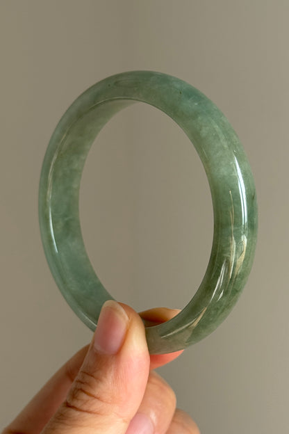 #0389 Icy Olive Green Jade Bangle Size 58
