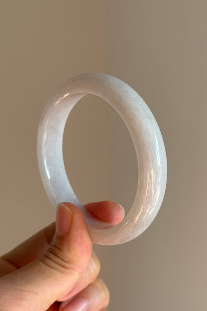 #0428 White Light Lavender Jade Bangle Size 55.7