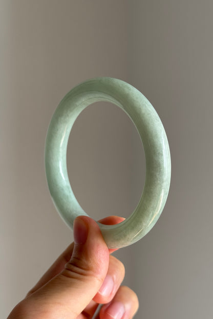 #0422 Icy Lotus Green Jade Bangle Size 56.3 (fits up to 57.3)