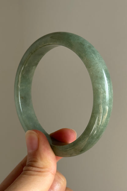 #0389 Icy Olive Green Jade Bangle Size 58