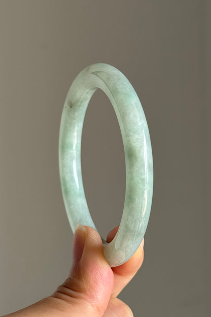 #0401 Icy Lotus Green Jade Bangle Size 53.4 (fits up to 55.4)