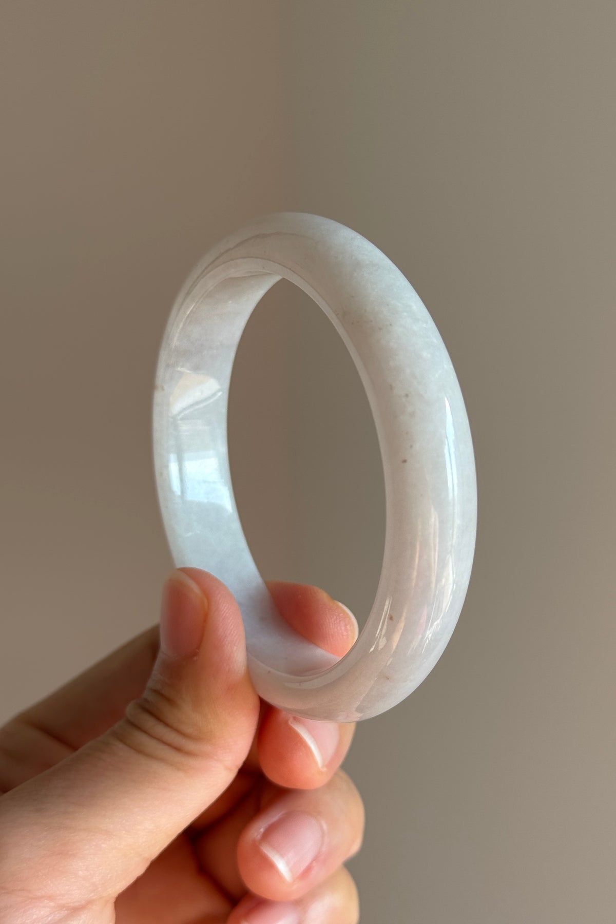 #0428 White Light Lavender Jade Bangle Size 55.7
