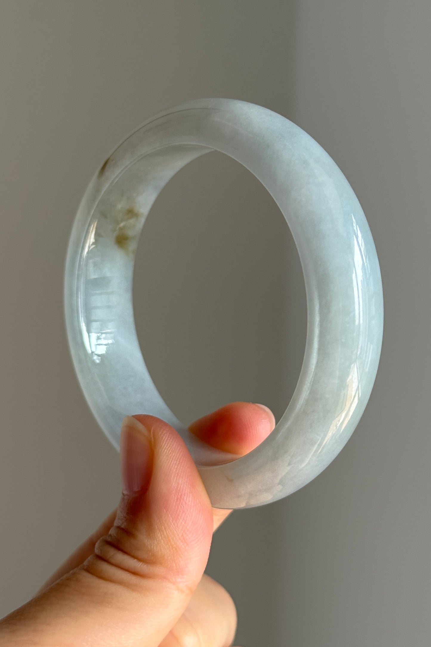 #0386 Icy Blue Lavender Yellow Jade Bangle Size 53.7