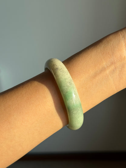 #0459 Icy Vivid Sun Green Ink Jade Bangle Size 57.3