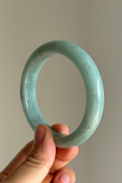 #0453 Icy Bluish Green Jade Bangle Size 55.7