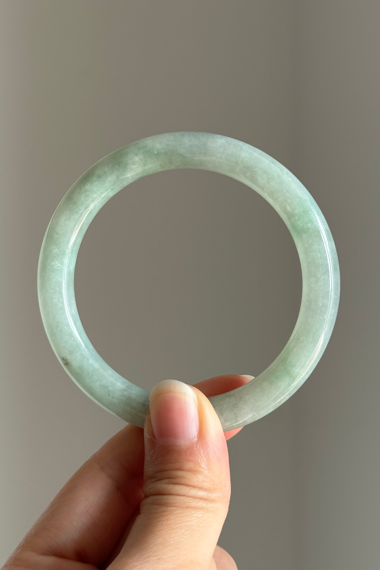 #0401 Icy Lotus Green Jade Bangle Size 53.4 (fits up to 55.4)