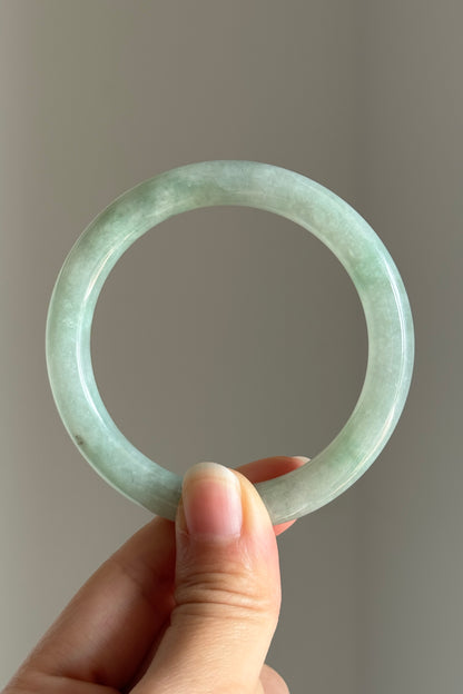 #0401 Icy Lotus Green Jade Bangle Size 53.4 (fits up to 55.4)