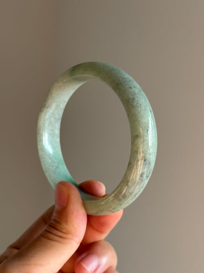 #0459 Icy Vivid Sun Green Ink Jade Bangle Size 57.3