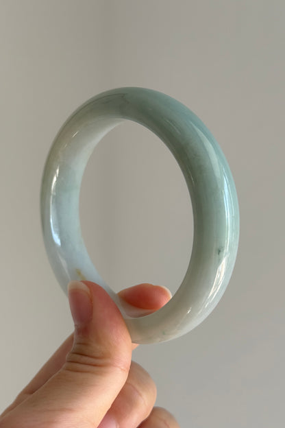 #0450 Icy Lotus Green Jade Bangle Size 58.3