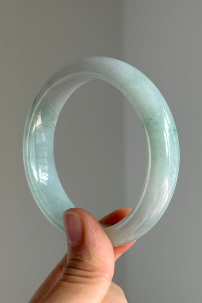 #0374 Icy Lotus Green Jade Bangle Size 57.2