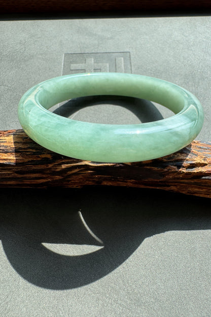 #0383 Icy Lake Green Jade Bangle Size 56.1