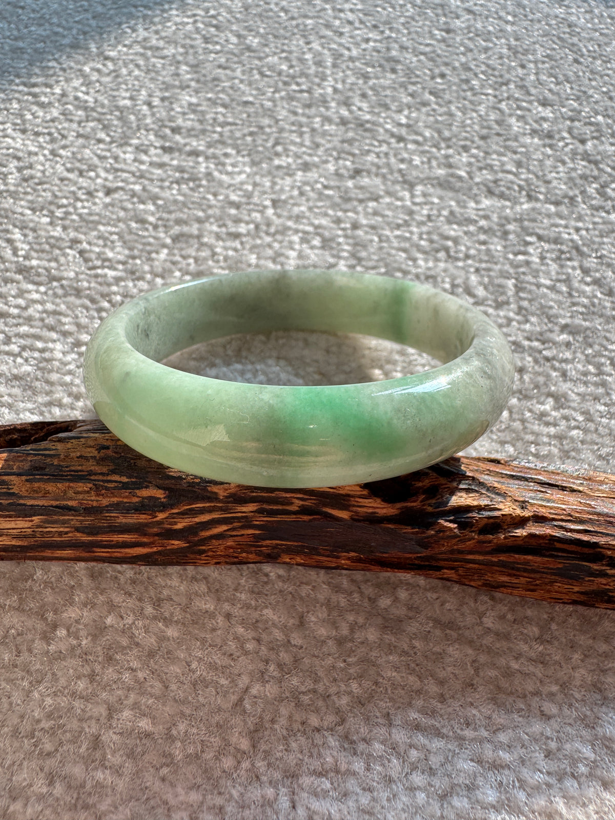 #0459 Icy Vivid Sun Green Ink Jade Bangle Size 57.3