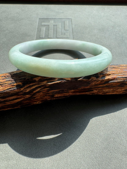 #0371 Lotus Green Yellow Jade Bangle Size 57.2