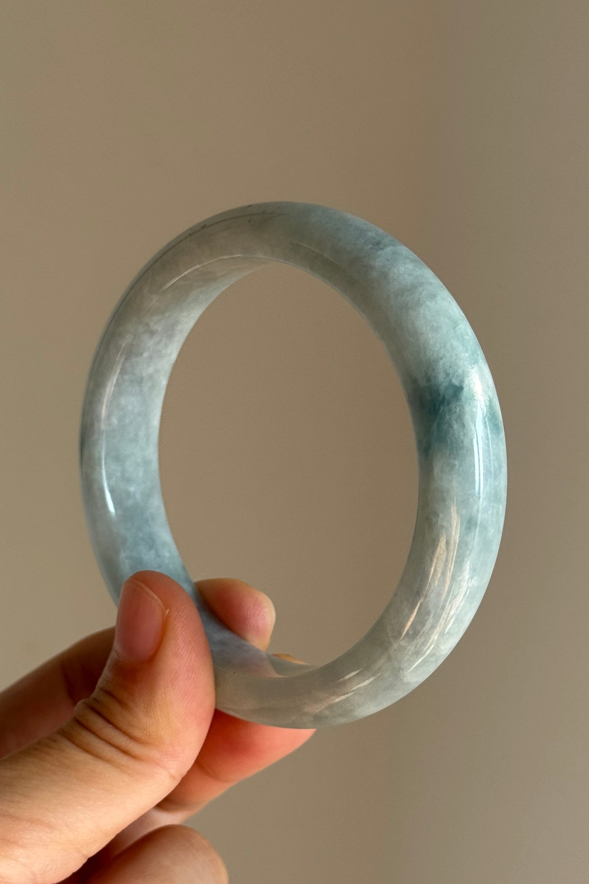 #0457 Blue Jade Bangle Size 58.6