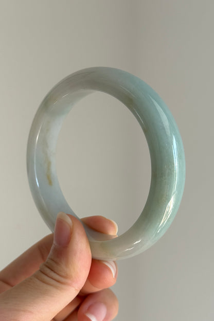 #0450 Icy Lotus Green Jade Bangle Size 58.3