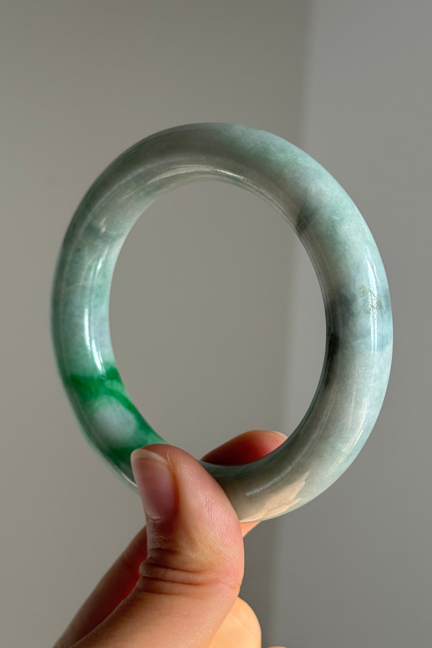 #0387 Bright Sun Green Jade Bangle Size 53.1 (fits up to 54.1)
