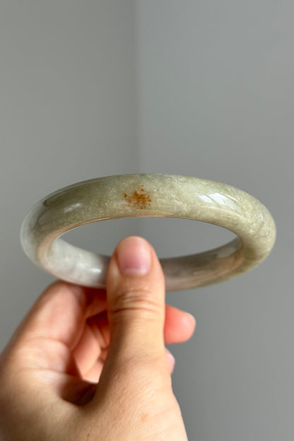 #0364 Yellowish Green Jade Bangle Size 56.2 (fits up to 57.2)