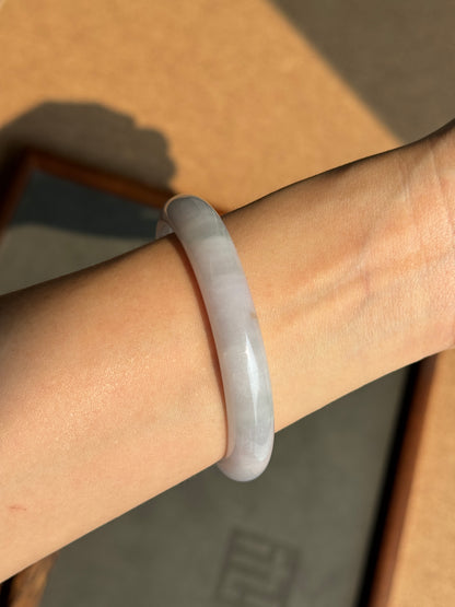 #0420 Icy Lavender Green Yellow Flower Jade Bangle Size 57.5
