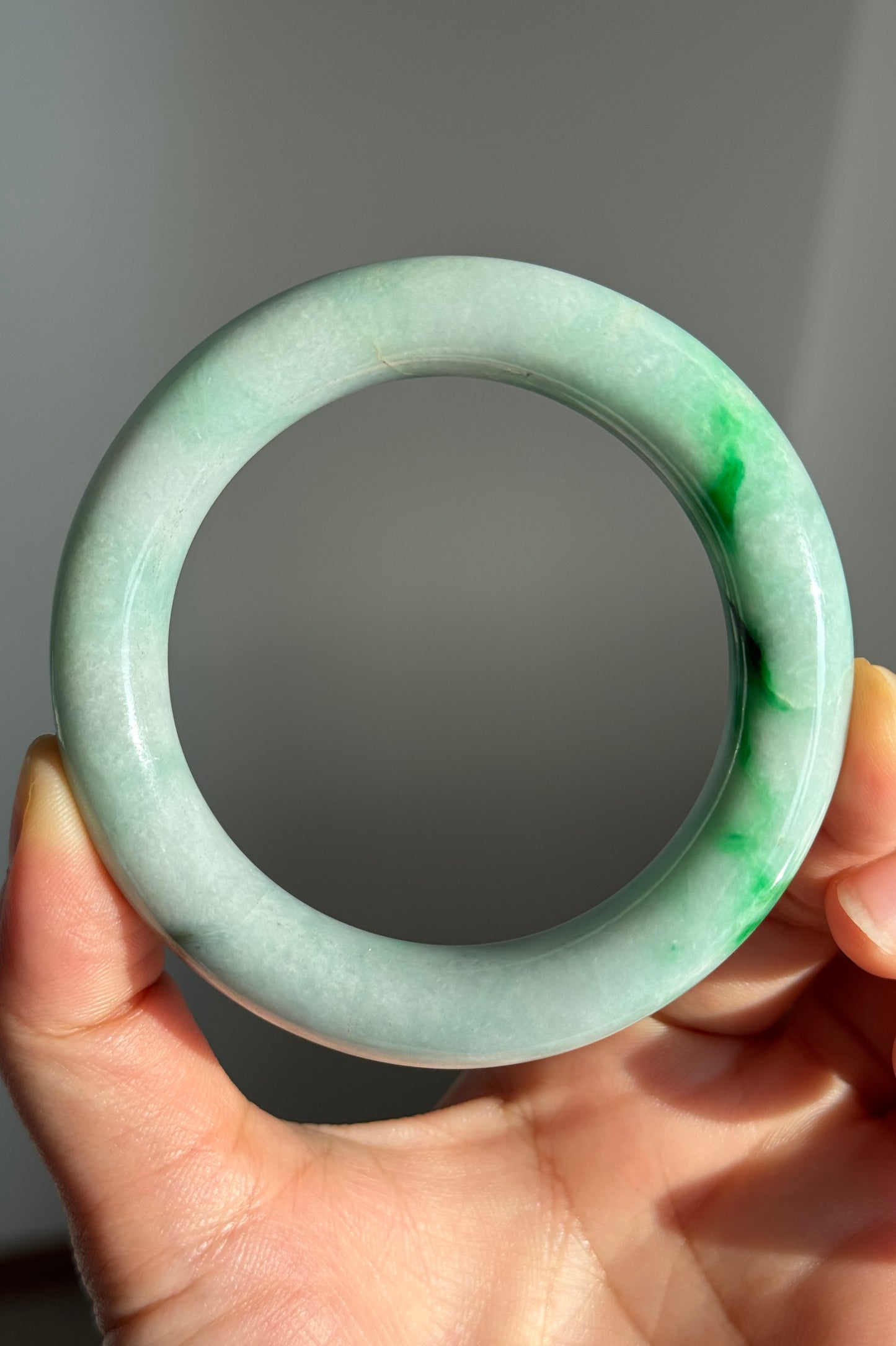 #0387 Bright Sun Green Jade Bangle Size 53.1 (fits up to 54.1)