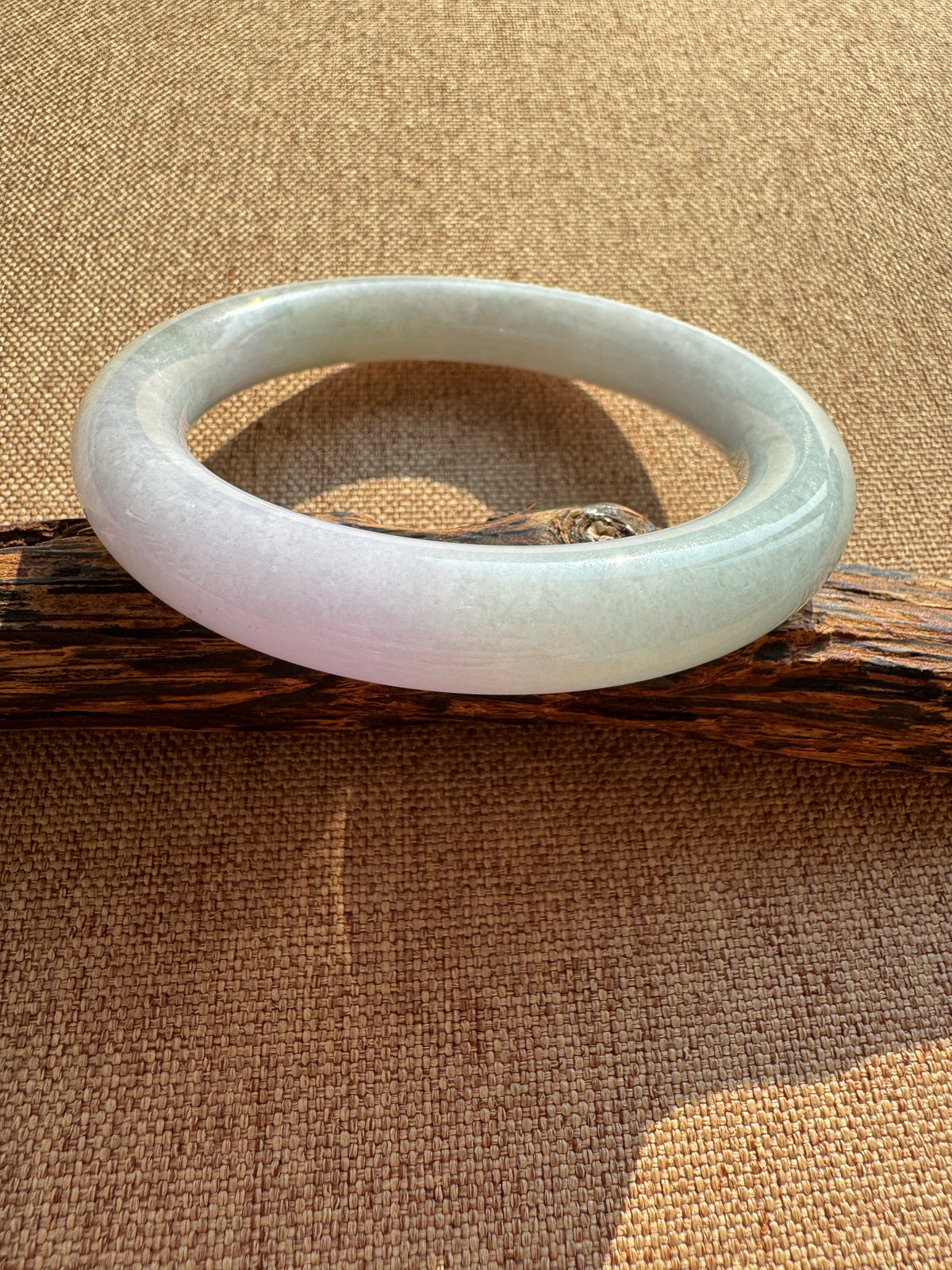 #0458 Icy Light Green Lavender Round Jade Bangle Size 60 (fits up to 61mm)