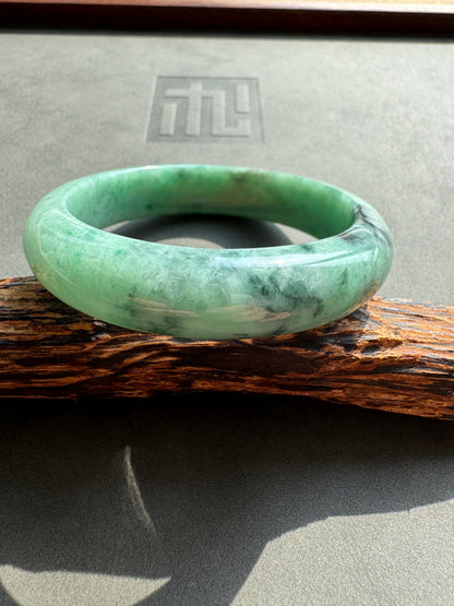 #0379 Rich Green Ink Jade Bangle Size 56.8