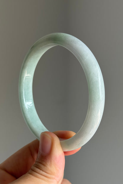 #0371 Lotus Green Yellow Jade Bangle Size 57.2