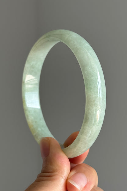 #0391 Icy Green Yellow Jade Bangle Size 62.7