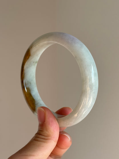 #0432 Yellow Light Green Lavender Jade Bangle Size 60.2