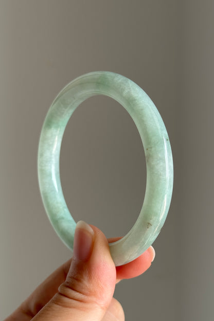 #0401 Icy Lotus Green Jade Bangle Size 53.4 (fits up to 55.4)