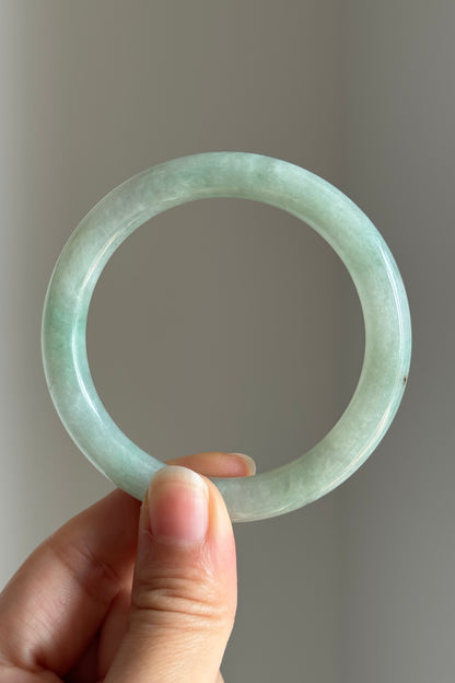 #0401 Icy Lotus Green Jade Bangle Size 53.4 (fits up to 55.4)