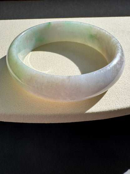#0302 Sun Green Lavender Yellow Jade Bangle Size 59.4