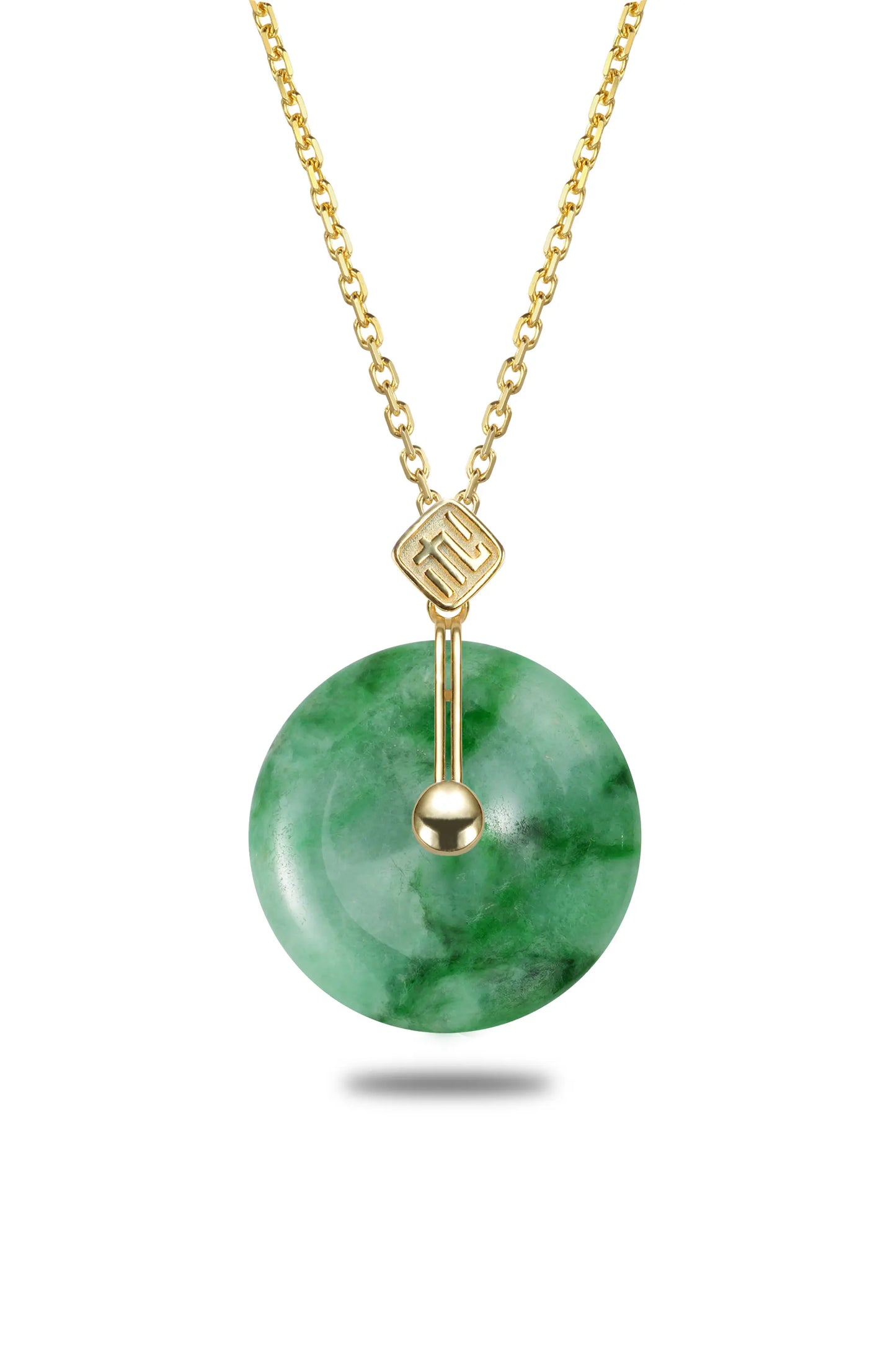 "Bi" Rich Green Jadeite Jade Donut Pendant Necklace