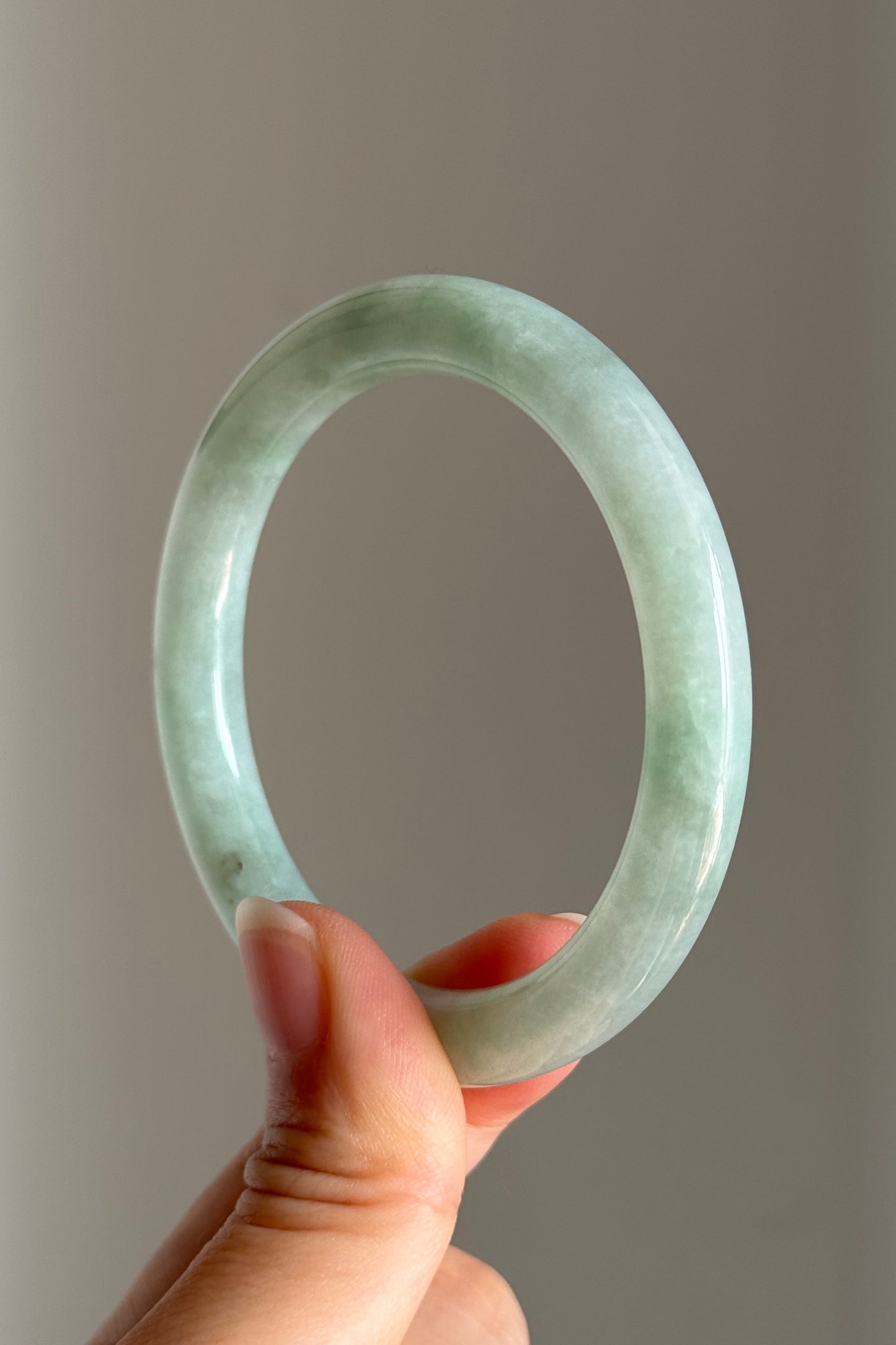 #0401 Icy Lotus Green Jade Bangle Size 53.4 (fits up to 55.4)