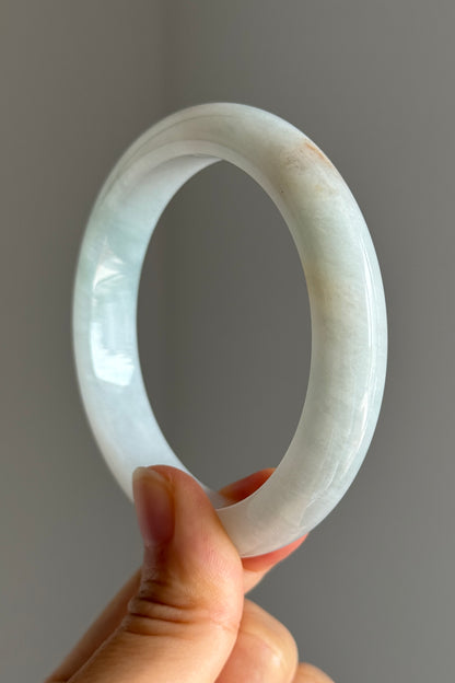 #0392 Icy Blue White Golden Flecks Jade Bangle Size 59.5