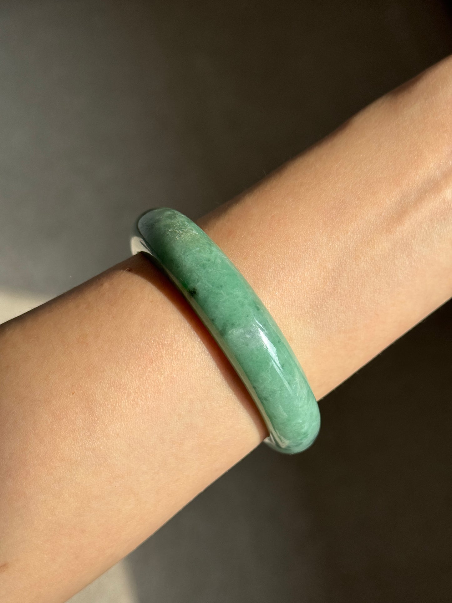 #0379 Rich Green Ink Jade Bangle Size 56.8