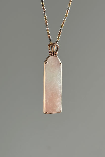 #P0518 "Wushi/Peace" Icy Sunset Pink Jadeite Jade Peace 18K Rose Gold Pendant