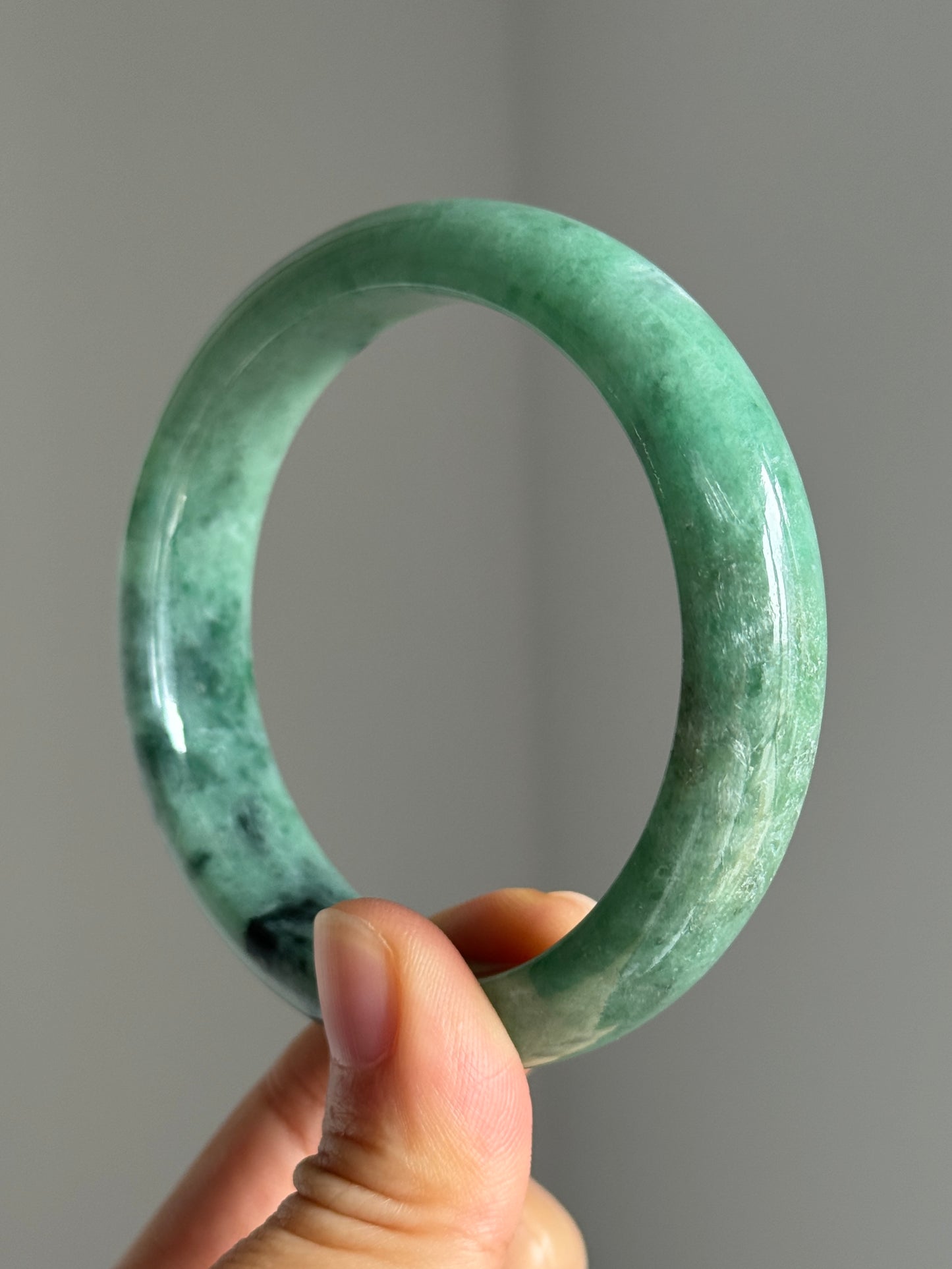 #0379 Rich Green Ink Jade Bangle Size 56.8