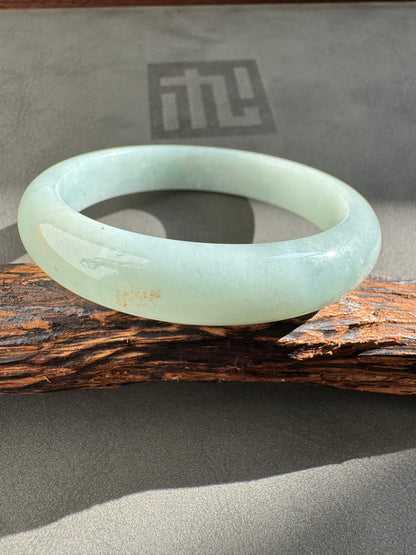 #0307 Baby Blue Green Jade Bangle Size 54.5