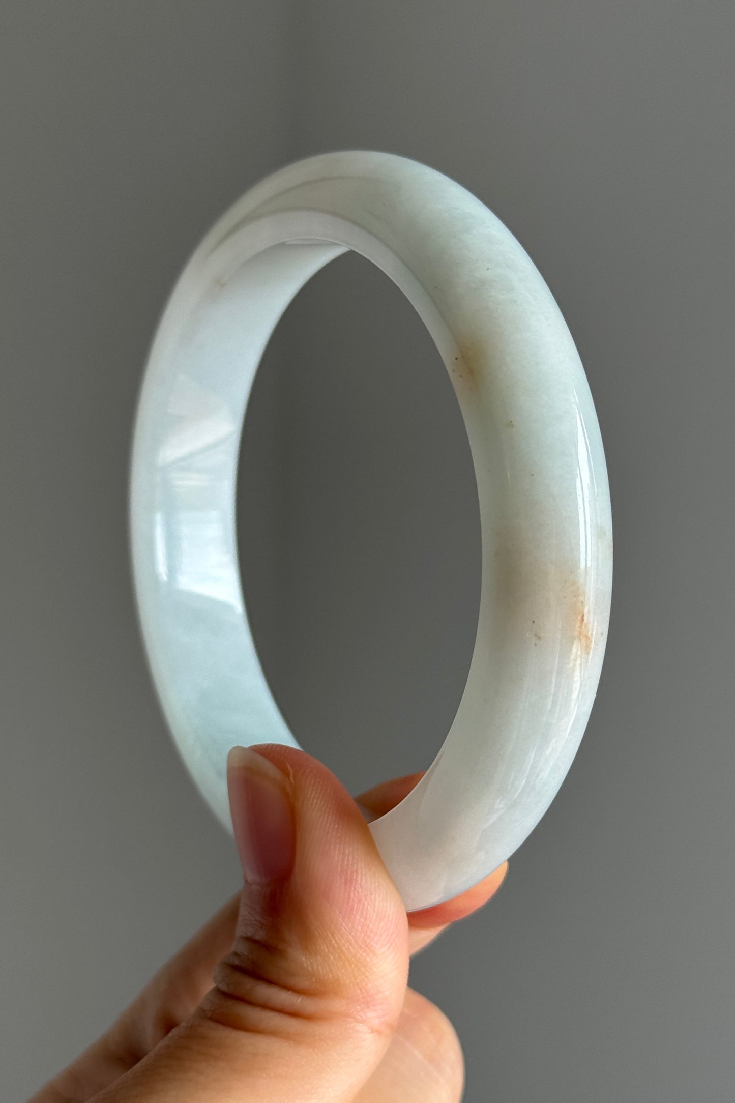 #0392 Icy Blue White Golden Flecks Jade Bangle Size 59.5