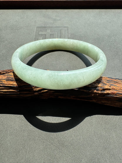 #0391 Icy Green Yellow Jade Bangle Size 62.7