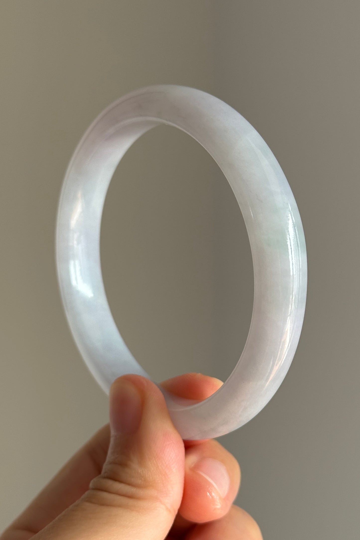 #0420 Icy Lavender Green Yellow Flower Jade Bangle Size 57.5