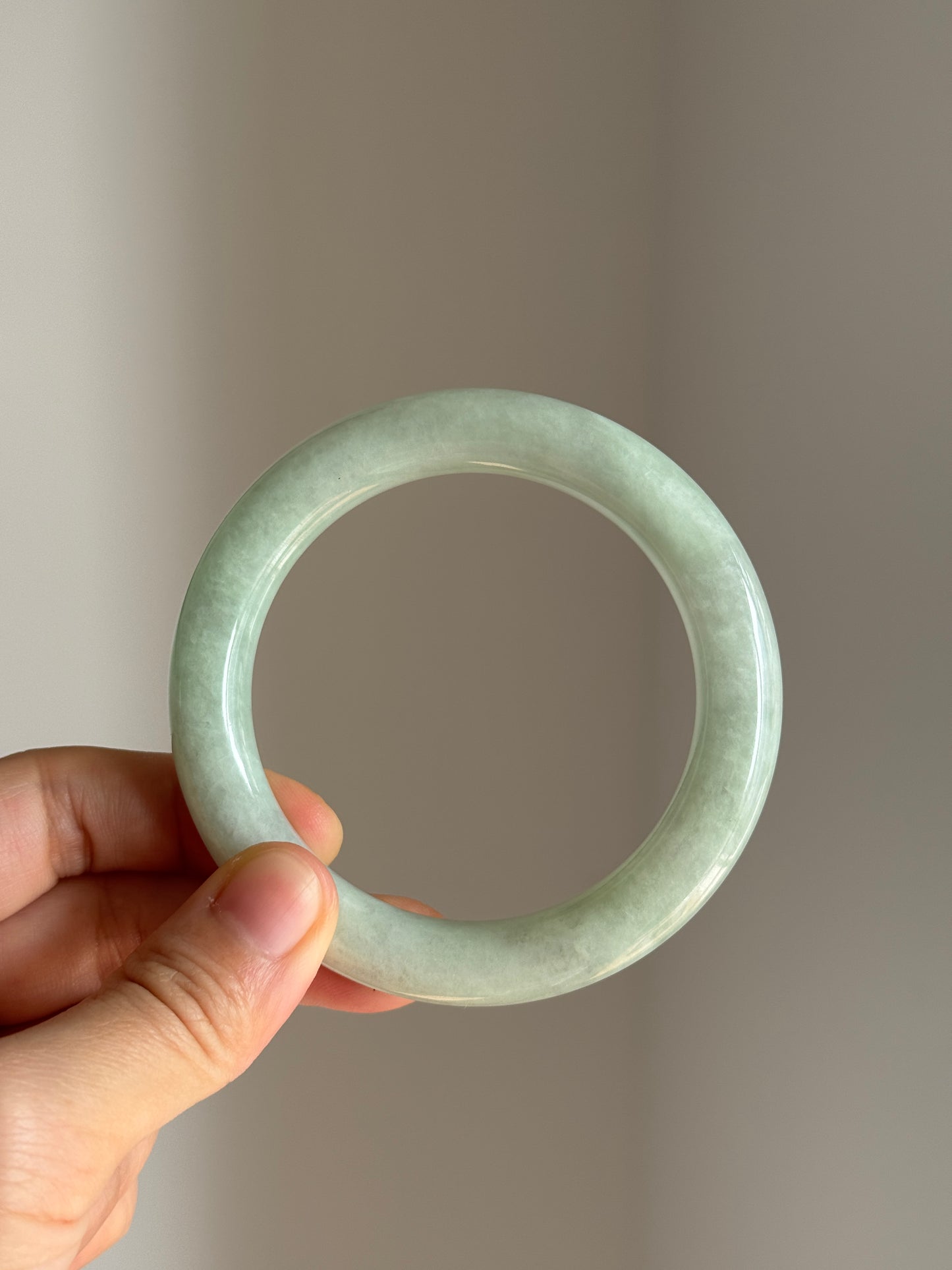 #0422 Icy Lotus Green Jade Bangle Size 56.3 (fits up to 57.3)