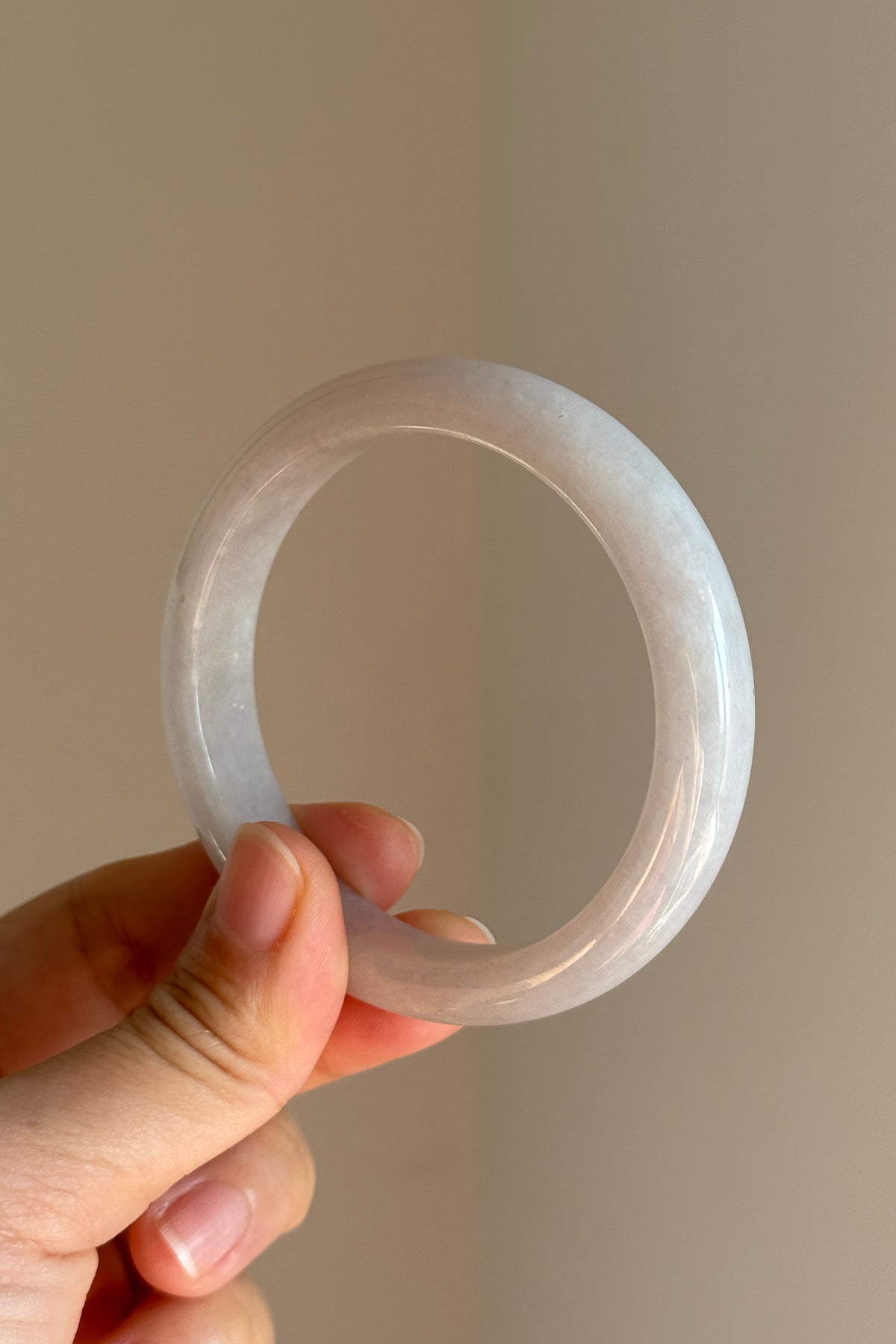 #0428 White Light Lavender Jade Bangle Size 55.7