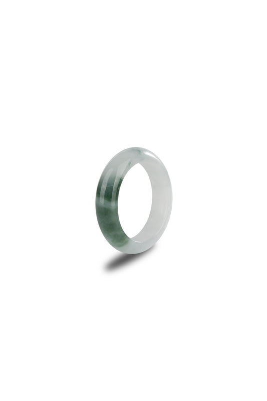Mixed Green and White Jadeite Jade Band Ring