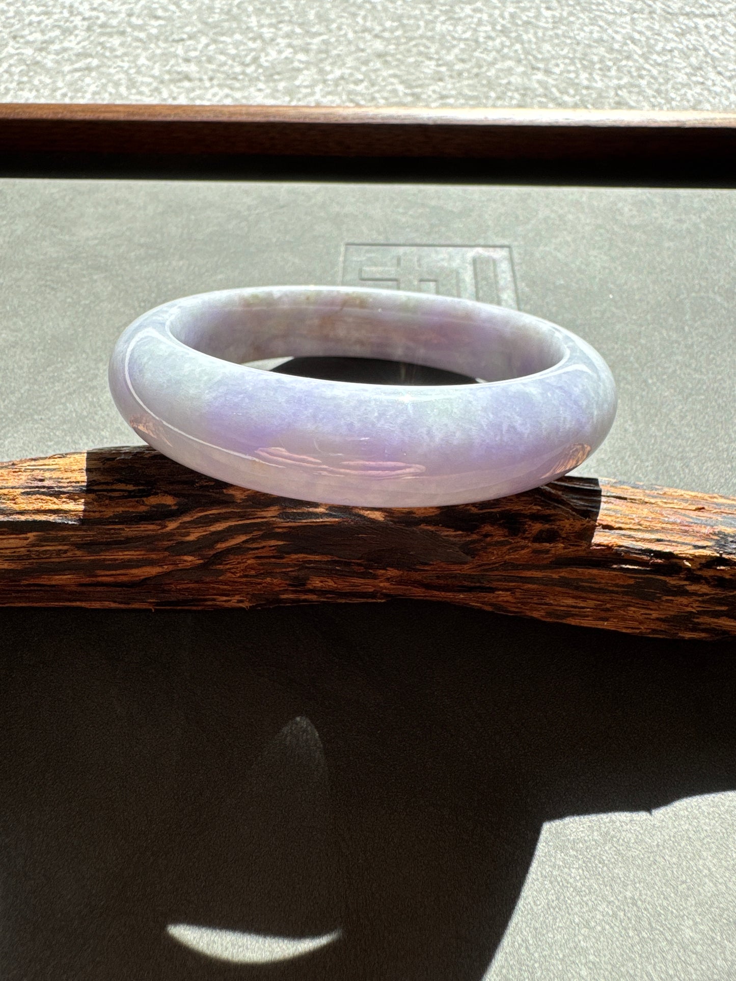 #0356 Rich Lavender White Jade Bangle Size 58.2