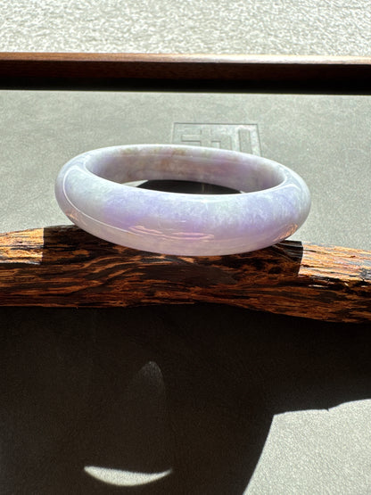 #0356 Rich Lavender White Jade Bangle Size 58.2