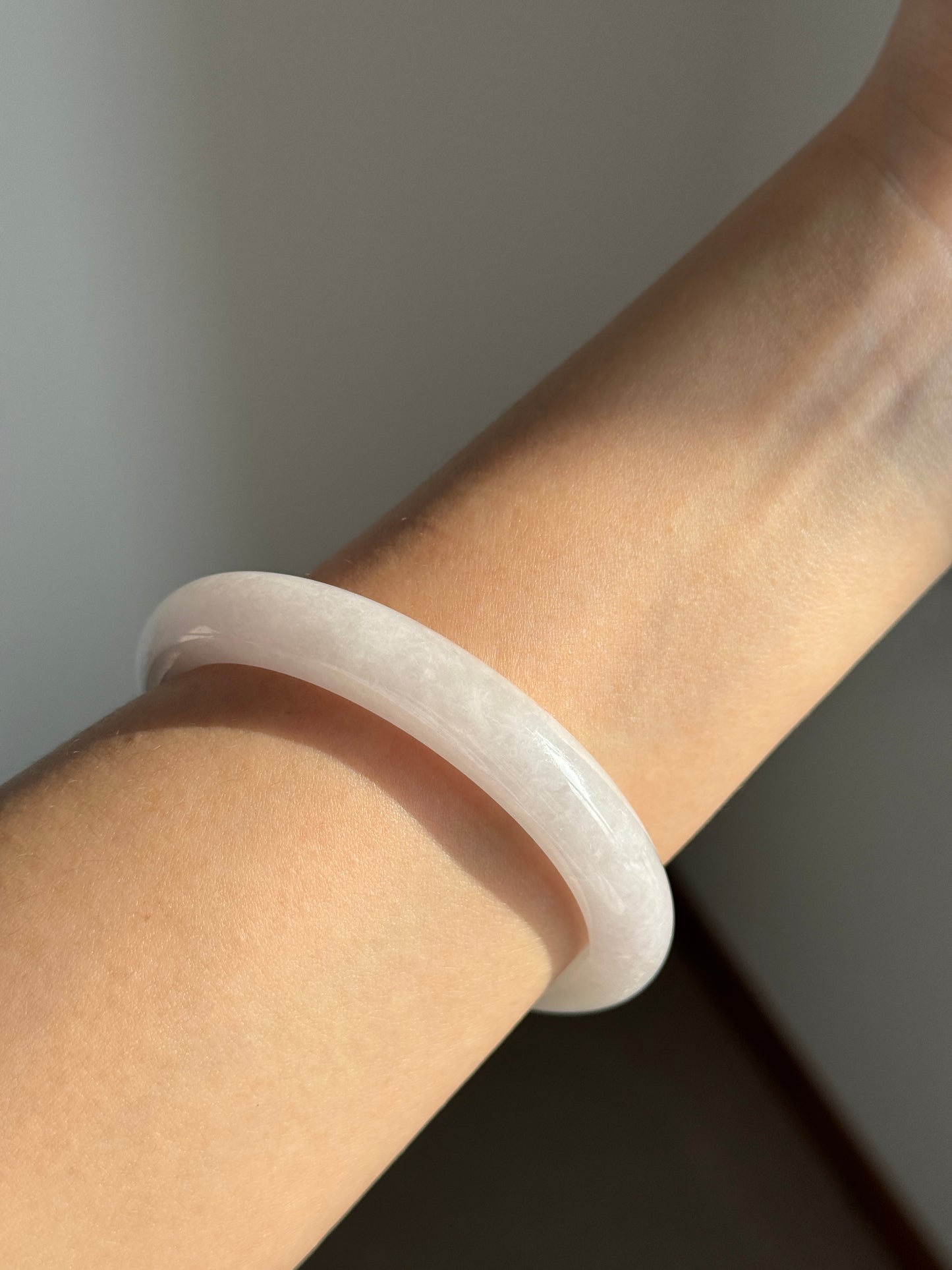 #0361 Icy White Light Color Jade Bangle Size 60