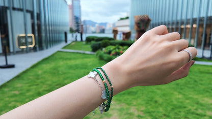 #B0802 Icy Imperial Green Jadeite Jade Beads 18K Gold Bracelet